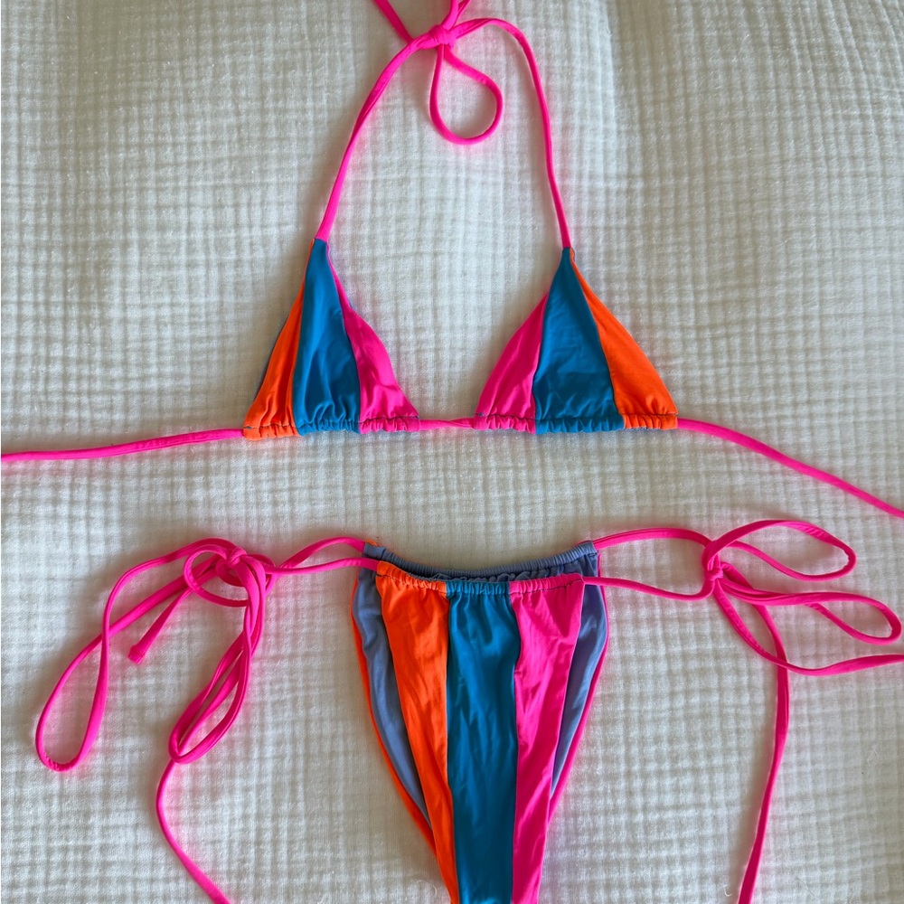 OneOne Swim Vibrant Pink and Blue Bikini Set